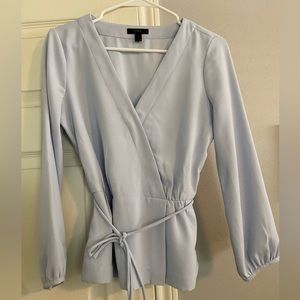 J.Crew faux wrap top size 2 powder blue baby blue shirt
